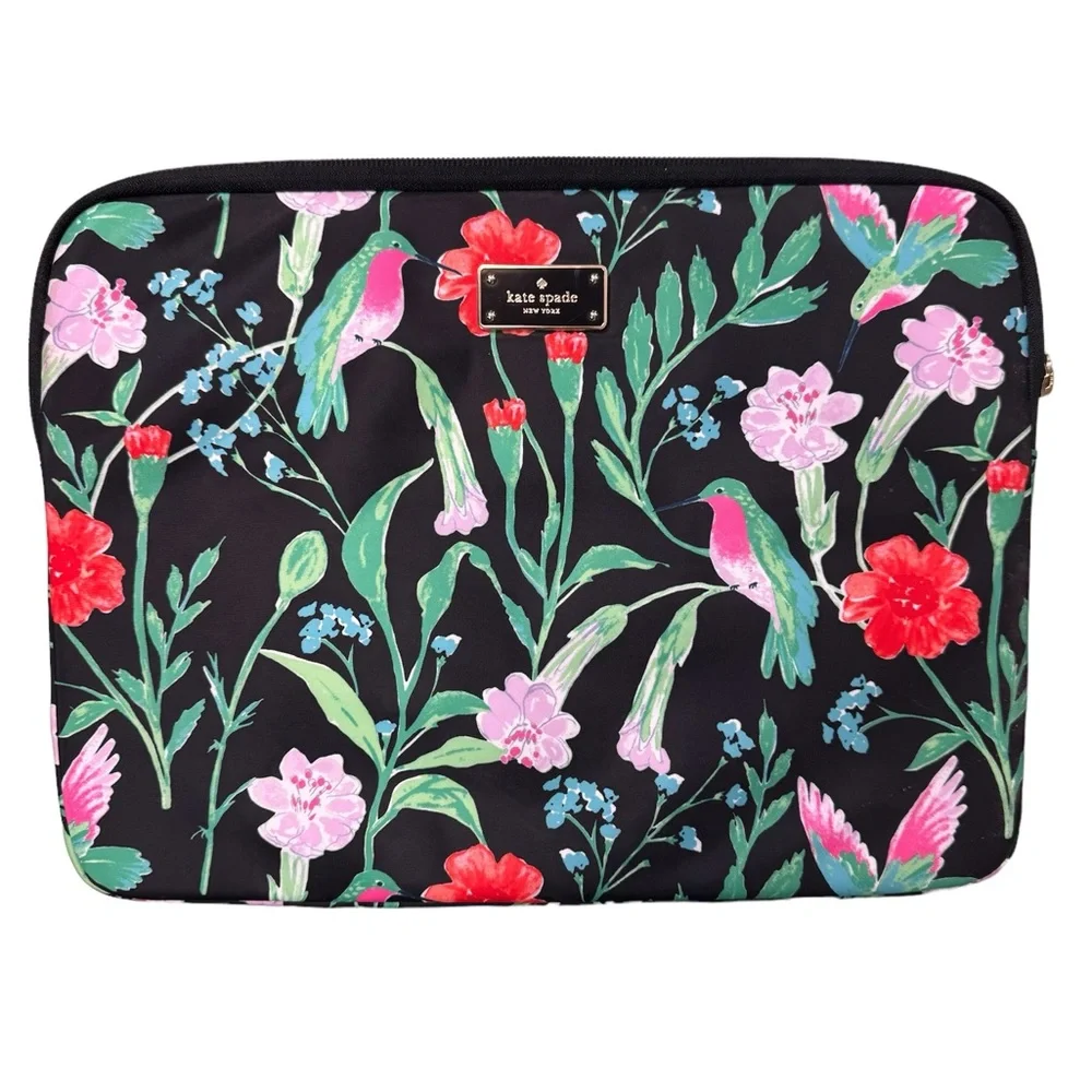 kate spade Floral Hummingbird Laptop Sleeve in Black, Pink, Green, Red